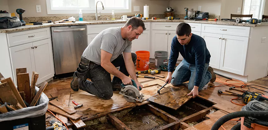 Kitchen Floor Water Damage Repair in Anaheim